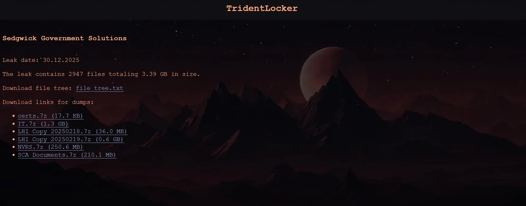 Ο Sedgwick επιβεβαιώνει παραβίαση δεδομένων μετά από αξίωση συμμορίας Ransomware TridentLocker Ransomware Gang Claim